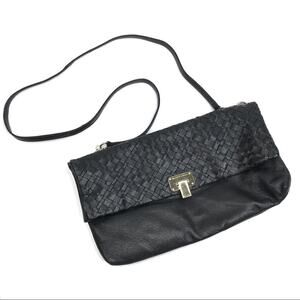Elliott Lucca | Black Woven Foldover Womens Shoulder Bag